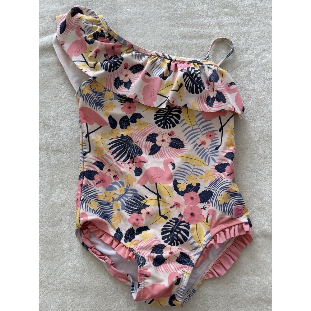 Ruffle Butts Girls Swimsuit Size 6 Floral Flamingo Bathing Suit